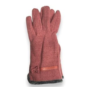 Pink Winter Gloves with Faux Fur and Tiny Bow- OS (more like s)
